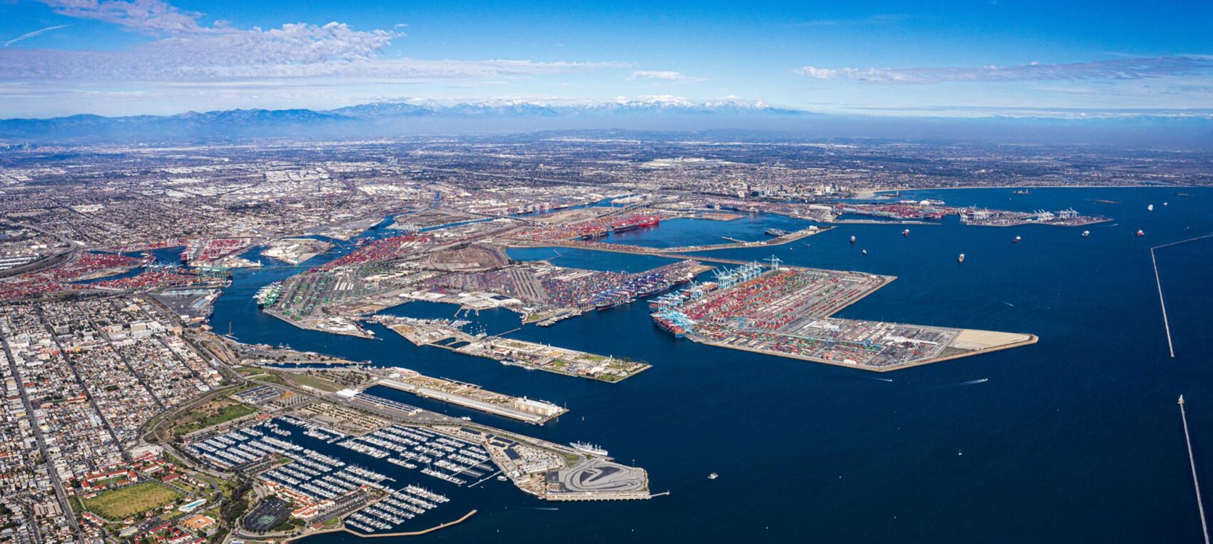 Aerial view of the Port of Los Angeles and Long Beach